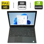 Мобільна робоча станція Dell Precision 7530 / 15.6" (1920x1080) IPS / Intel Core i7-8850H (6 (12) ядер по 2.6 - 4.3 GHz) / 16 GB DDR4 / 1000 GB SSD / nVidia Quadro P1000, 4 GB GDDR5, 128-bit / WebCam / Windows 11 Pro б/в