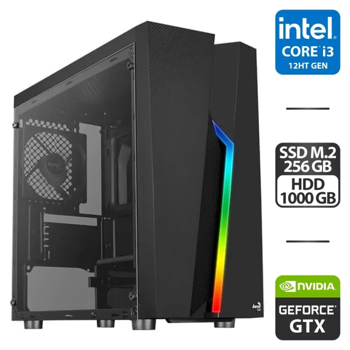 Збірка під замовлення: ігровий ПК AeroCool Bolt Tower / Intel Core i3-12100F (4 ядра по 3.3 - 4.3 GHz) / 16 GB DDR4 / 256 GB SSD M.2 + 1000 GB HDD / nVidia GeForce GTX 1660 Super, 6 GB GDDR6, 192-bit / HDMI / 550W - зображення 1