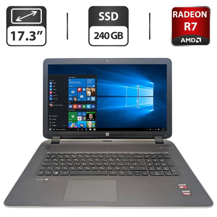 Ноутбук HP Pavilion 17-f005sr / 17.3" (1600x900) TN / AMD A8-6410 (4 ядра по 2.0 - 2.4 GHz) / 8 GB DDR3 / 240 GB SSD / AMD Radeon R7 M260, 2 GB GDDR3, 64-bit / WebCam / DVD-ROM б/в - зображення 1
