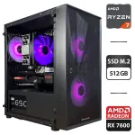 Збірка під замовлення: ігровий ПК ProLogix E102 Tempered Glass and Mesh Black Tower / AMD Ryzen 7 5700X (8 (16) ядер по 3.4 - 4.6 GHz) / 16 GB DDR4 / 512 GB SSD M.2 / AMD Radeon RX 7600, 8 GB GDDR6, 128-bit / 650W б/в