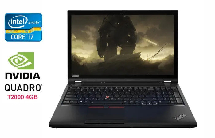 Мобільна робоча станція Lenovo ThinkPad P53 / 15.6" (1920x1080) IPS / Intel Core i7-9850H (6 (12) ядер по 2.6 - 4.6 GHz) / 32 GB DDR4 / 1000 GB SSD / nVidia Quadro T2000, 4 GB GDDR5, 128-bit / WebCam / Fingerprint / Windows 10 б/в - зображення 1