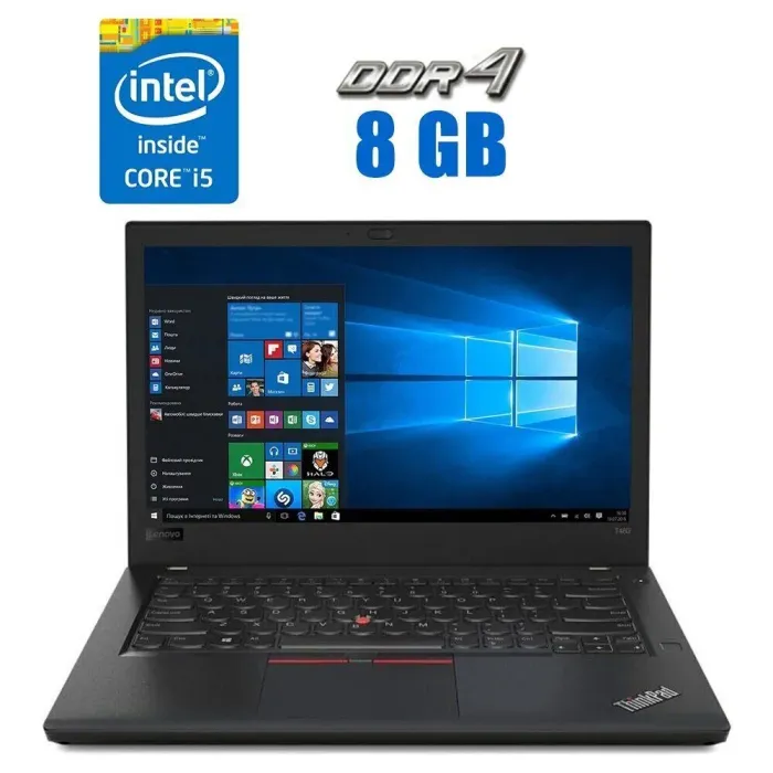 Ультрабук Lenovo ThinkPad T480 / 14" (1920x1080) IPS / Intel Core i5-8350U (4 (8) ядра по 1.7 - 3.6 GHz) / 8 GB DDR4 / 256 GB SSD M.2 / Intel UHD Graphics 620 / WebCam / Win 10 Lic б/в - зображення 1