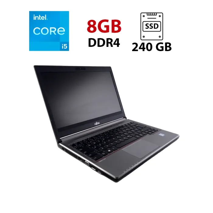 Ноутбук Fujitsu LifeBook E736 / 13.3" (1366x768) TN / Intel Core i5-6200U (2 (4) ядра по 2.3 - 2.8 GHz) / 8 GB DDR4 / 240 GB SSD / Intel HD Graphics 520 / WebCam б/в - зображення 1