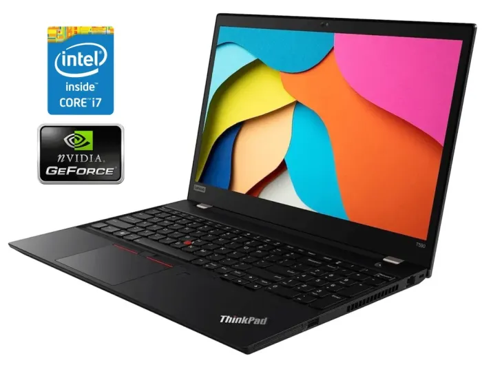 Ультрабук Lenovo ThinkPad T590 / 15.6" (1920x1080) IPS / Intel Core i7-8665U (4 (8) ядра по 1.9 - 4.8 GHz) / 16 GB DDR4 / 256 GB SSD / nVidia GeForce MX250, 2 GB GDDR5, 64-bit / WebCam / Win 11 б/в - зображення 1