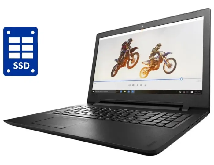 Ноутбук Б-клас Lenovo IdeaPad 110-15ACL / 15.6" (1366x768) TN / AMD E1-7010 (2 ядра по 1.5 GHz) / 8 GB DDR3 / 120 GB SSD / AMD Radeon R2 Graphics / WebCam / Win 7 б/в - зображення 1