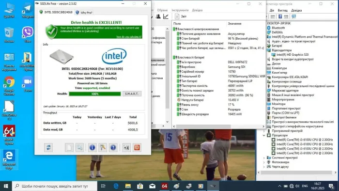 Ноутбук Dell Latitude E5470 / 14" (1366x768) TN / Intel Core i3-6100U (2 (4) ядра по 2.3 GHz) / 8 GB DDR4 / 240 GB SSD / Intel HD Graphics 520 / WebCam б/в - зображення 10
