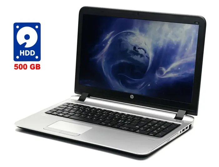Ноутбук HP ProBook 450 G3 / 15.6" (1366x768) TN / Intel Core i3-6100U (2 (4) ядра по 2.3 GHz) / 8 GB DDR4 / 500 GB HDD / Intel HD Graphics 520 / WebCam / DVD-ROM б/в - зображення 1