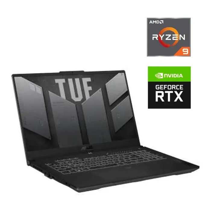 Ігровий ноутбук Asus TUF A17 FA707XU / 17.3" (1920x1080) IPS / AMD Ryzen 9 7940HS (8 (16) ядер по 4.0 - 5.2 GHz) / 32 GB DDR5 / 480 GB SSD / nVidia GeForce RTX 4050, 6 GB GDDR6, 96-bit / WebCam б/в - зображення 1