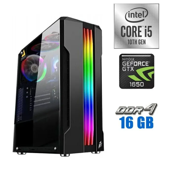 Ігровий ПК Tower / Intel Core i5-10400F (6(12) ядер по 2.9-4.3GHz) / 16GB DDR4 / 500GB SSD M.2 / GeForce GTX 1650, 4 GB GDDR5, 128bit / 500W - зображення 1