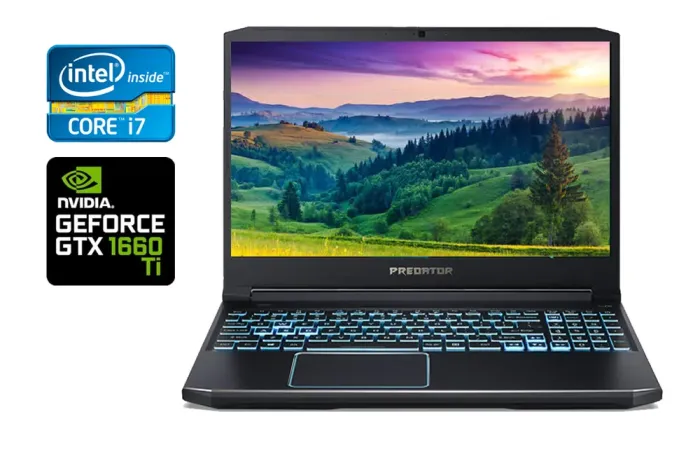 Ігровий ноутбук Acer Predator PH315-52 / 15.6" (1920x1080) IPS / Intel Core i7-9750H (6 (12) ядер по 2.6 - 4.5 GHz) / 16 GB DDR4 / 500 GB SSD / nVidia GeForce GTX 1660 Ti, 6 GB GDDR6, 192-bit / WebCam / Windows 10 б/в - зображення 1