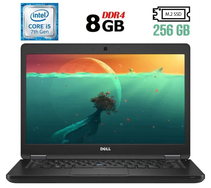 Ноутбук Б-клас Dell Latitude 5480 / 14" (1920x1080) IPS / Intel Core i5-7300U (2 (4) ядра по 2.6 - 3.5 GHz) / 8 GB DDR4 / 256 GB SSD M.2 / Intel HD Graphics 620 / WebCam / USB 3.1 / HDMI / Windows 10 б/в - зображення 1
