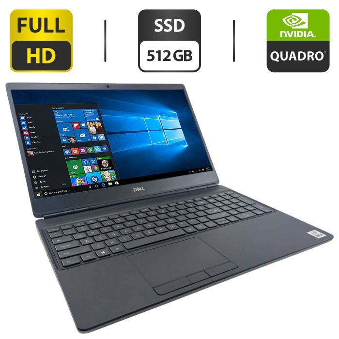 Мобільна робоча станція Dell Precision 7550 / 15,6" (1920x1080) IPS / Intel Core i5-10400H (4 (8) ядра по 2,6 - 4,6 ГГц) / 16 ГБ DDR4 / 512 ГБ SSD / nVidia Quadro T1000, 4 ГБ GDDR5, 128-біт / WebCam б/в - зображення 1