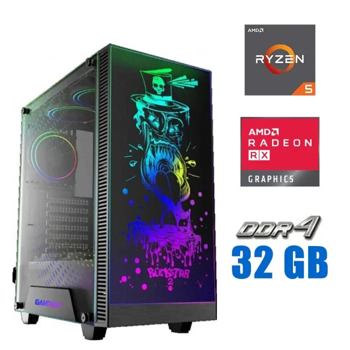 Ігровий ПК Tower / AMD Ryzen 5 7500F (6 (12) ядер по 3.7 - 5.0 GHz) / 32 GB DDR5 / 1000 GB SSD M.2 / AMD Radeon RX 7600, 8 GB GDDR6, 128-bit / 700W - зображення 1