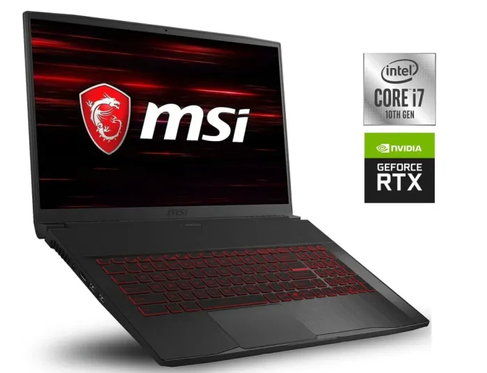 Ігровий ноутбук MSI GF75 Thin / 17.3" (1920x1080) IPS / Intel Core i7-10750H (6 (12) ядер по 2.6 - 5.0 GHz) / 16 GB DDR4 / 1000 GB SSD / nVidia GeForce RTX 3060, 6 GB GDDR6, 192-bit / WebCam / Win 11 б/в - зображення 1
