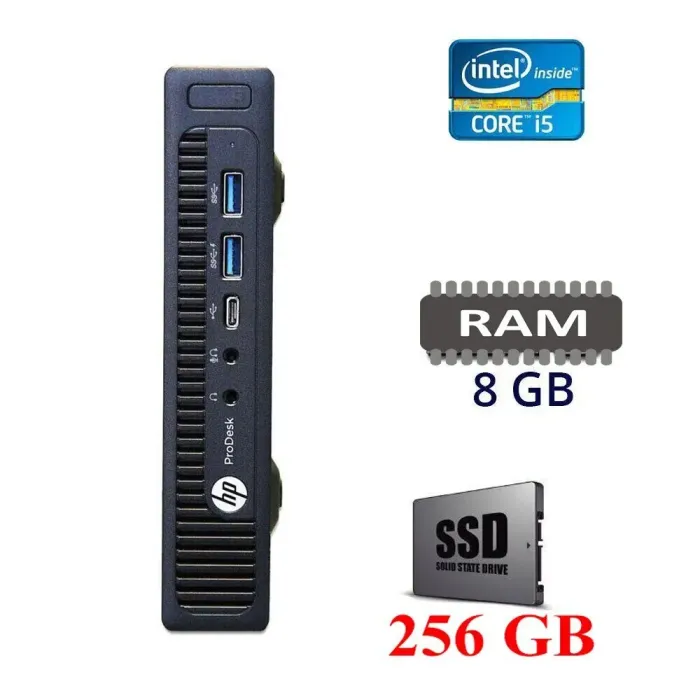 Неттоп HP EliteDesk 800 G2 USFF / Intel Core i5-6500T (4 ядра по 2.5 - 3.1 GHz) / 8 GB DDR4 / 256 GB SSD - зображення 1