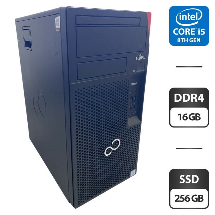 Комп'ютер Fujitsu Esprimo P758 E85 Tower / Intel Core i5-8400 (6 ядер по 2,8 - 4,0 ГГц) / 16 ГБ DDR4 / 256 ГБ SSD / nVidia Quadro K1200, 4 ГБ GDDR5, 128-біт б/в - зображення 1
