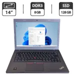 Ноутбук Б-клас Lenovo ThinkPad L450 / 14" (1366x768) TN / Intel Core i3-5005U (2 (4) ядра по 2.0 GHz) / 8 GB DDR3 / 128 GB SSD / Intel HD Graphics 5500 / WebCam б/в