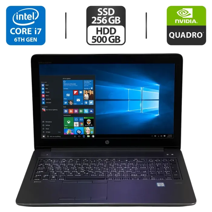 Мобільна робоча станція HP ZBook 15 G3 / 15.6" (1920x1080) TN / Intel Core i7-6820HQ (4 (8) ядра по 2.7 - 3.6 GHz) / 16 GB DDR4 / 256 GB SSD + 500 GB HDD / nVidia Quadro M1000M, 2 GB GDDR5, 128-bit / WebCam б/в - зображення 1