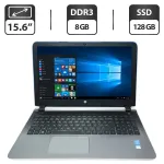 Ноутбук Б-клас HP Pavilion ProtectSmart / 15.6" (1366x768) TN / Intel Core i3-5157U (2 (4) ядра по 2.5 GHz) / 8 GB DDR3 / 128 GB SSD / Intel Iris Graphics 6100 / WebCam / DVD-ROM б/в