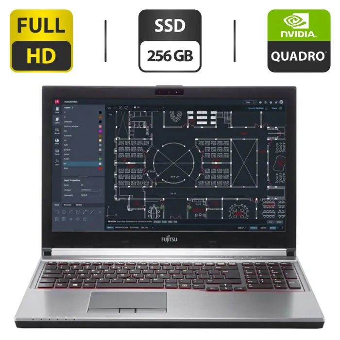 Мобільна робоча станція Fujitsu Celsius H760 / 15.6" (1920x1080) IPS / Intel Core i7-6820HQ (4 (8) ядра по 2.7 - 3.6 GHz) / 16 GB DDR4 / 256 GB SSD / nVidia Quadro M1000M, 2 GB GDDR5, 128-bit / WebCam / DVD-ROM б/в - зображення 1