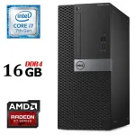 Ігровий ПК Dell OptiPlex 7050 Tower / Intel Core i7-7700 (4 (8) ядра по 3,6 - 4,2 ГГц) / 16 ГБ DDR4 / без HDD / AMD Radeon R7 450, 4 ГБ GDDR5, 128-біт / 240 Вт / DVD-ROM / DisplayPort б/в