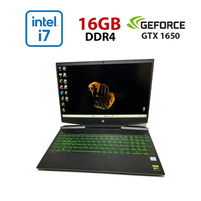 Ігровий ультрабук HP Pavilion 15-dk0046nr / 15,6" (1920x1080) IPS / Intel Core i7-9750H (6 (12) ядер по 2,6 - 4,5 ГГц) / 16 ГБ DDR4 / 256 ГБ SSD + 1000 ГБ HDD / nVidia GeForce GTX 1650, 4 ГБ GDDR5, 128-біт / WebCam б/в - зображення 1