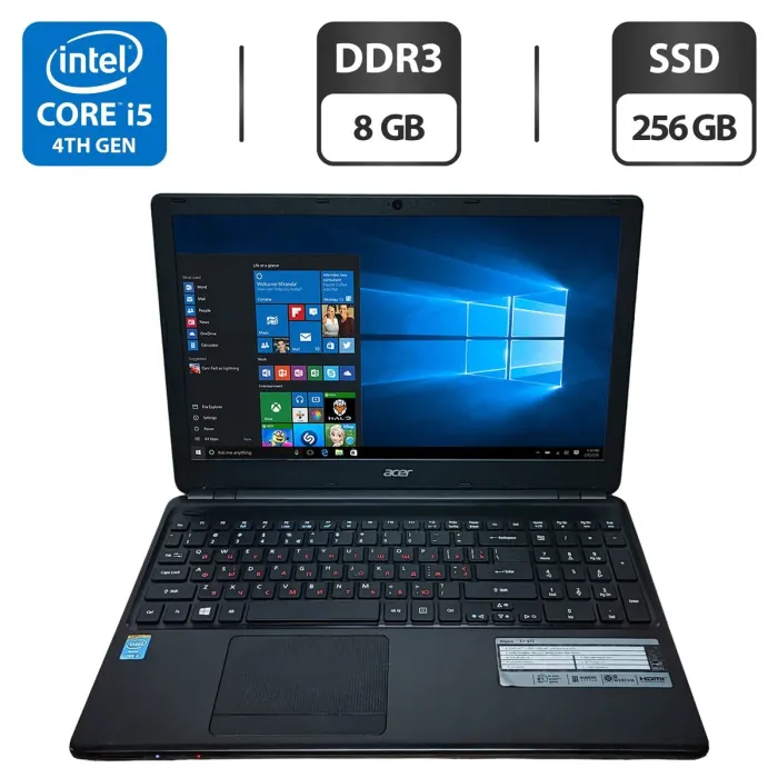 Ноутбук Acer Aspire E1-572 / 15.6" (1366x768) TN / Intel Core i5-4200U (2 (4) ядра по 1.7 - 2.7 GHz) / 8 GB DDR3 / 256 GB SSD / Intel HD Graphics 4600 / WebCam / DVD-ROM б/в - зображення 1