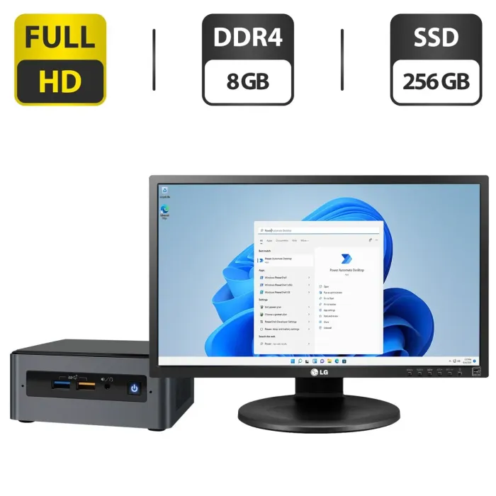 Комплектація ПК: Terra Mini USFF / Intel Core i3-8109U (2 (4) ядра 3.0 - 3.6 ГГц) / 8 ГБ DDR4 / 256 ГБ SSD / Intel Iris Plus Graphics 655 + LG 24MB35PM-B / 24" (1920x1080) IPS монітор + Windows 11 Pro б/в - зображення 1