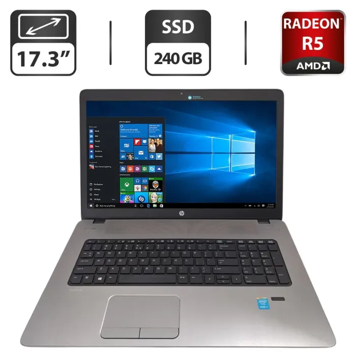 Ноутбук HP ProBook 470 G2 / 17.3" (1600x900) TN / Intel Core i7-5500U (2 (4) ядра по 2.4 - 3.0 GHz) / 16 GB DDR4 / 240 GB SSD / AMD Radeon R5 M255, 2 GB GDDR3, 128-bit / WebCam / DVD-ROM б/в - зображення 1