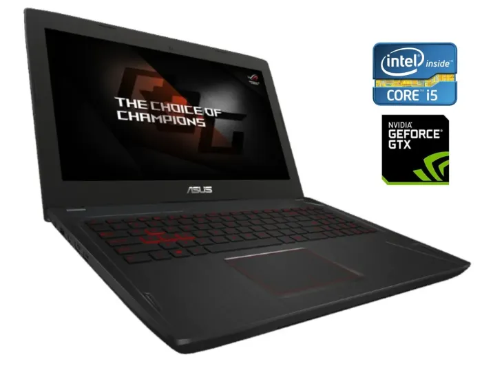 Ігровий ноутбук Asus FX502VM / 15.6" (1920x1080) TN / Intel Core i5-6300HQ (4 ядра по 2.3 - 3.2 GHz) / 16 GB DDR4 / 128 GB SSD M.2 + 1000 GB HDD / nVidia GeForce GTX 1060, 3 GB GDDR5, 192-bit / WebCam б/в - зображення 1