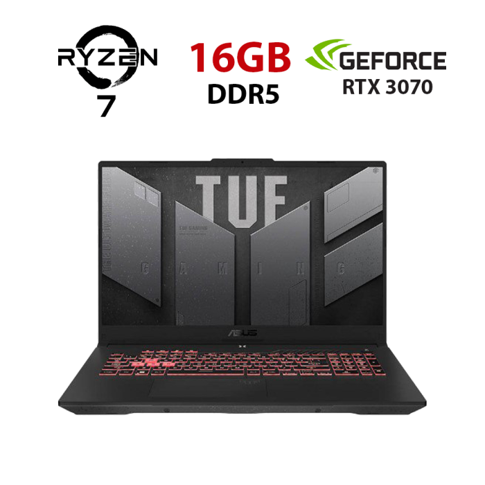 Ігровий ноутбук Asus TUF Gaming A17 FA707RR-HX006K / 17,3" (1920x1080) IPS / AMD Ryzen 7 6800H (8 (16) ядер по 3,2 - 4,7 ГГц) / 16 ГБ DDR5 / 480 ГБ SSD / nVidia GeForce RTX 3070, 8 ГБ GDDR6, 256-біт / Веб-камера б/в - зображення 1