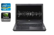 Мобільна робоча станція Б-клас Fujitsu Celsius H780 / 15.6" (1920x1080) IPS / Intel Core i7-8750H (6 (12) ядер по 2.2 - 4.1 GHz) / 16 GB DDR4 / 512 GB SSD / nVidia Quadro P600, 4 GB GDDR5, 128-bit / WebCam / USB Type-C / VGA б/в