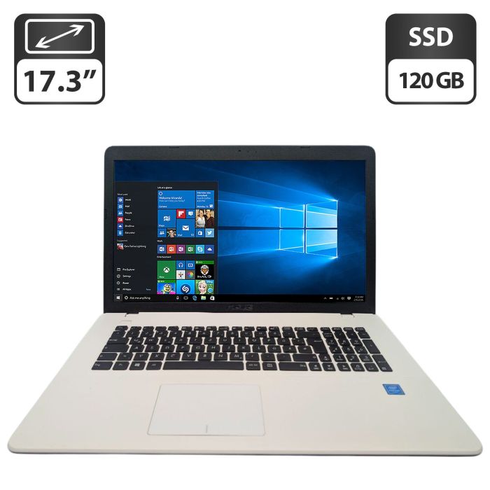 Ноутбук Asus F751N / 17.3" (1600x900) TN / Intel Pentium N4200 (2 (4) ядра по 1.1 - 2.5 GHz) / 8 GB DDR3 / 120 GB SSD / Intel HD Graphics 505 / WebCam / DVD-ROM б/в - зображення 1