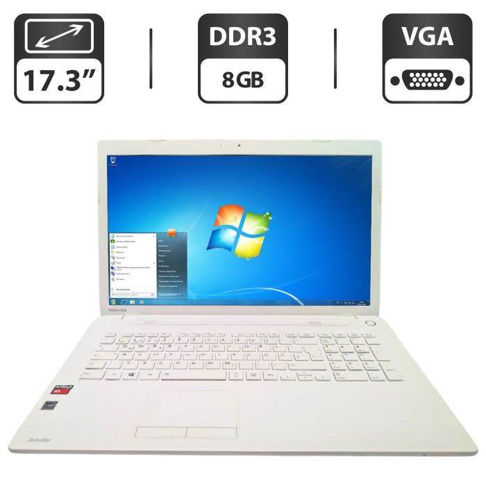 Ноутбук Toshiba Satellite C70D / 17.3" (1600x900) TN / AMD A6-6310 (4 ядра по 2.4 GHz) / 8 GB DDR3 / 500 GB HDD / AMD Radeon R4 Graphics / WebCam / DVD-ROM б/в - зображення 1