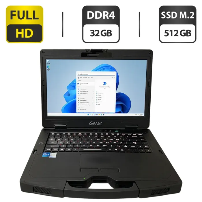 Захищений ноутбук Getac S410 G4 / 14" (1920x1080) IPS Touch / Intel Core i5-1145G7 (4 (8) ядра по 4.4 GHz) / 32 GB DDR4 / 512 GB SSD M.2 / Intel Iris Xe Graphics / WebCam / Без стилуса б/в - зображення 1