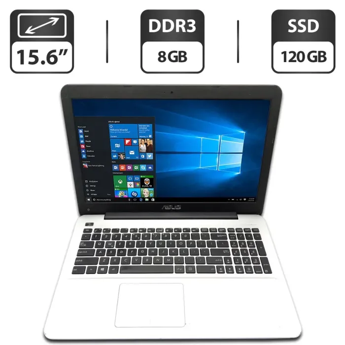 Ноутбук Asus X555 / 15.6" (1366x768) TN / Intel Core i5-5200U (2 (4) ядра по 2.2 - 2.7 GHz) / 8 GB DDR3 / 120 GB SSD / Intel HD Graphics 5500 / WebCam б/в - зображення 1