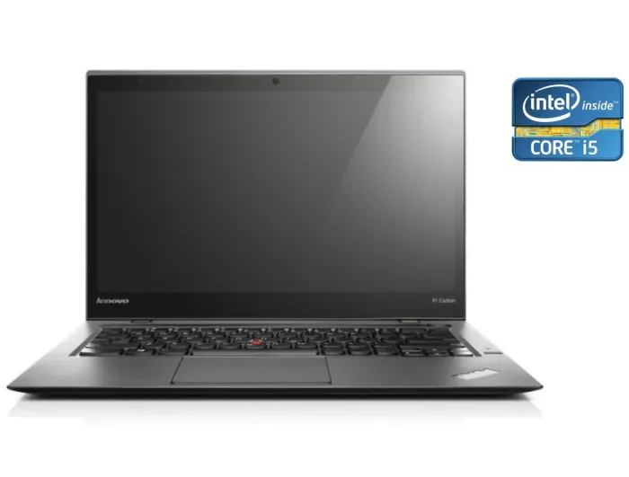 Ультрабук Lenovo ThinkPad X1 Carbon / 14" (1600x900) IPS / Intel Core i5-4200U (2 (4) ядра по 1.6 - 2.6 GHz) / 4 GB DDR3 / 128 GB SSD / Intel HD Graphics 4400 / WebCam / Win 10 Pro б/в - зображення 1