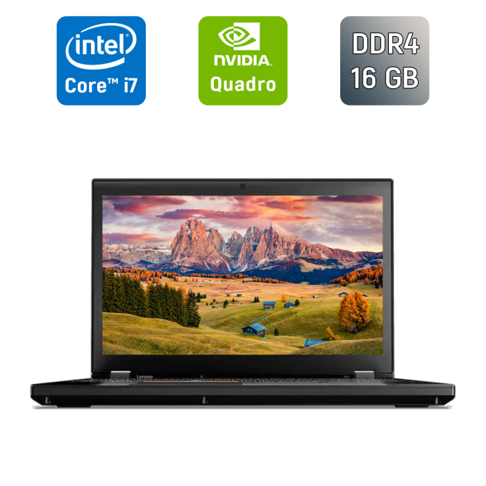 Мобільна робоча станція Lenovo ThinkPad P51 / 15,6" (1920x1080) IPS / Intel Core i7-6820HQ (4 (8) ядра по 2,7 - 3,6 ГГц) / 16 ГБ DDR4 / 512 ГБ SSD / nVidia Quadro M1200, 4 ГБ GDDR5, 256-біт / WebCam / TouchID б/в - изображение 1