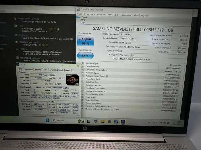 Ультрабук HP ProBook 445 G9 / 14" (1920x1080) IPS / AMD Ryzen 5 5625U (6 (12) ядер по 2.3 - 4.3 GHz) / 16 GB DDR4 / 512 GB SSD / Radeon RX Vega 7 Graphics / WebCam б/в - зображення 7