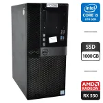 Комп'ютер Dell OptiPlex 5040 Tower / Intel Core i5-6500 (4 ядра по 3.2 - 3.6 GHz) / 16 GB DDR3 / 1000 GB SSD / AMD Radeon RX 550, 4 GB GDDR5, 128-bit / DVD-ROM / Windows 11 Pro б/в
