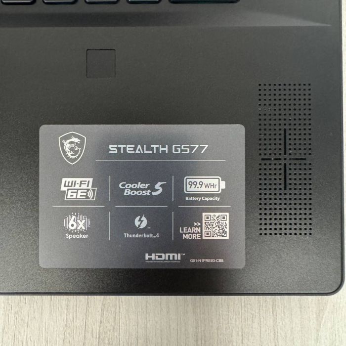 Ігровий ноутбук MSI Stealth GS77 12UE / 17.3" (1920x1080) IPS / Intel Core i7-12700H (14 (20) ядер по 2.3 - 4.7 GHz) / 16 GB DDR5 / 1000 GB SSD NVMe / nVidia GeForce RTX 3060, 6 GB GDDR6, 192-bit / WebCam б/в - зображення 9