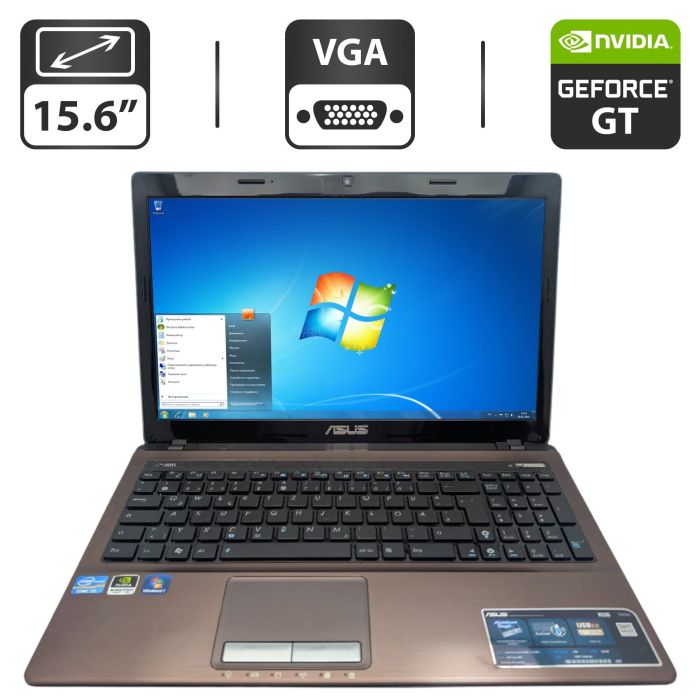 Ноутбук Asus X53S / 15.6'' (1366x768) TN / Intel Core i3-2330M (2 (4) ядра по 2.2 GHz) / 6 GB DDR3 / 320 GB HDD / nVidia GeForce GT 540M, 1 GB GDDR3, 128-bit / WebCam / DVD-ROM б/в - изображение 1