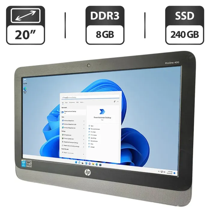 Моноблок Б-клас HP ProOne 400 G1 All-in-One / 20" (1600x900) TN / Intel Core i5-4590T (4 ядра по 2.0 - 3.0 GHz) / 8 GB DDR3 / 240 GB SSD / Intel HD Graphics 4600 / WebCam / Колонки 2x 2W / DVD-ROM б/в - зображення 1