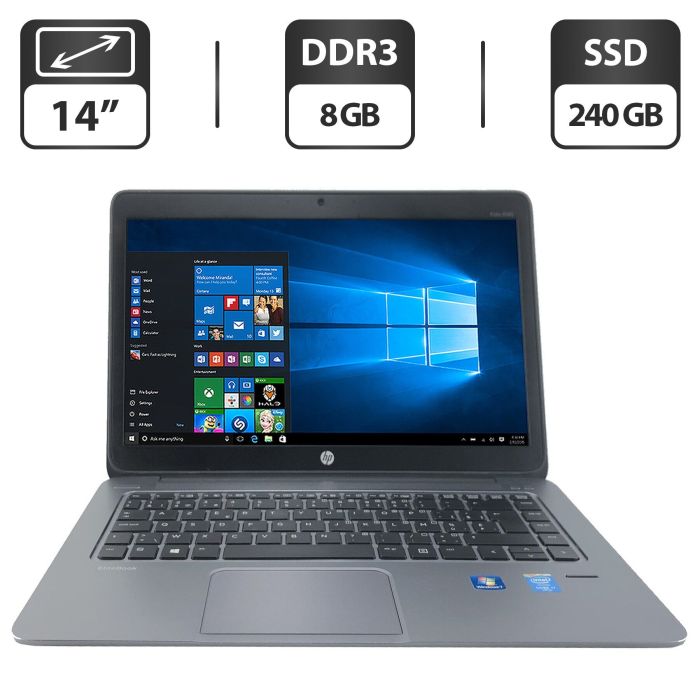 Ноутбук HP EliteBook Folio 1040 G1 / 14" (1600x900) TN / Intel Core i5-4200U (2 (4) ядра по 1.6 - 2.6 GHz) / 8 GB DDR3 / 240 GB SSD / Intel HD Graphics 4400 / WebCam б/в - зображення 1