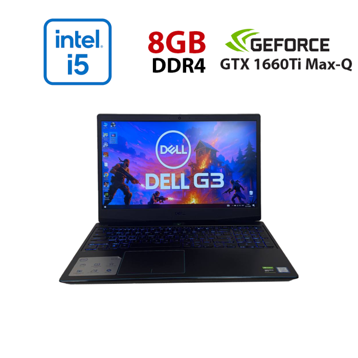 Ігровий ноутбук Б-класу Dell G3 3590 / 15,6" (1920x1080) IPS / Intel Core i5-9300H (4 (8) ядра по 2,4 - 4,1 ГГц) / 8 ГБ DDR4 / 512 ГБ SSD / nVidia GeForce GTX 1660 Ti Max-Q, 6 ГБ GDDR6, 192-біт / Веб-камера б/в - изображение 1