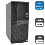 Комп'ютер Dell OptiPlex 5050 Tower / Intel Core i5-6500 (4 ядра по 3.2 - 3.6 GHz) / 16 GB DDR4 / 120 GB SSD / Intel HD Graphics 530 / DVD-ROM / Windows 11 Pro б/в
