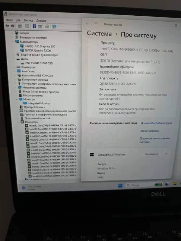 Мобільна робоча станція Dell Precision 5540 / 15.6" (1920x1080) IPS / Intel Core i9-9980HK (8 (16) ядер по 2.4 - 5.0 GHz) / 32 GB DDR4 / 512 GB SSD / nVidia Quadro T2000, 4 GB GDDR5, 128-bit / WebCam б/в - зображення 8