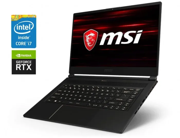 Ігровий ноутбук Б-клас MSI GS65 Stealth 8SF / 15.6" (1920x1080) IPS / Intel Core i7-8750H (6 (12) ядер по 2.2 - 4.1 GHz) / 32 GB DDR4 / 512 GB SSD / nVidia GeForce RTX 2060, 6 GB GDDR6, 192-bit / WebCam б/в - зображення 1