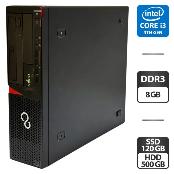 Комп'ютер Fujitsu Esprimo E720 E85 SFF / Intel Core i3-4330 (2 (4) ядра по 3.5 GHz) / 8 GB DDR3 / 120 GB SSD + 500 GB HDD / Intel HD Graphics 4400 / DVD-ROM б/в - зображення 1