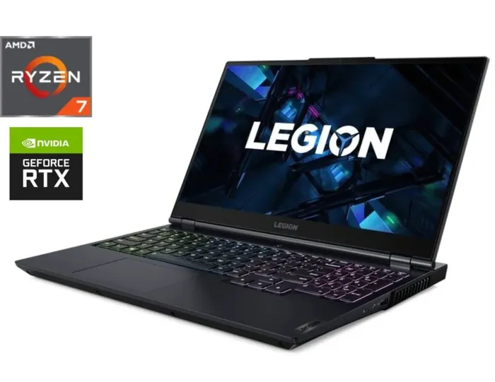 Ігровий ноутбук Б-клас Lenovo Legion 5 17ACH6H / 17.3" (1920x1080) IPS / AMD Ryzen 7 5800H (8 (16) ядер 3.2 - 4.4 GHz) / 16 GB DDR4 / 1000 GB SSD / nVidia GeForce RTX 3060, 6 GB GDDR6, 192-bit / WebCam / Win 11 Home б/в - зображення 1